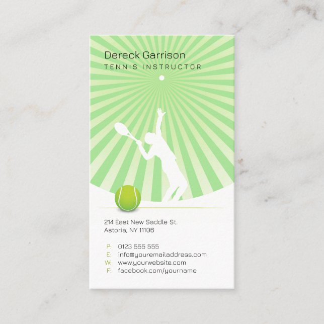 Carte De Visite Instructeur de tennis | Professionnel (Devant)
