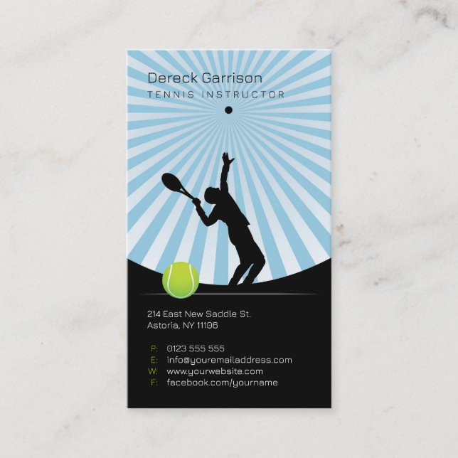 Carte De Visite Instructeur de tennis | Professionnel (Devant)