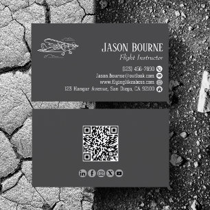 Carte De Visite Instructeur de vol professionnel QR Code Aviation