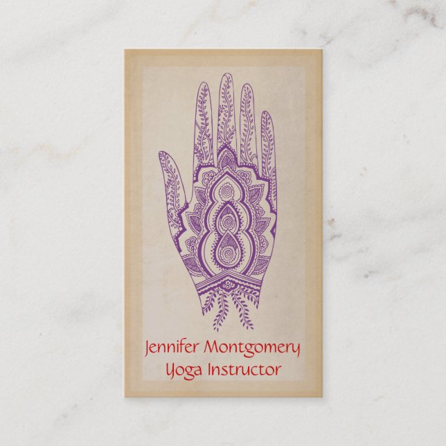 Carte de visite instructeur de Yoga à la main de h (Devant)