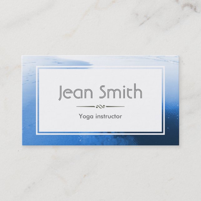 Carte de visite instructeur de Yoga bleu classique (Devant)