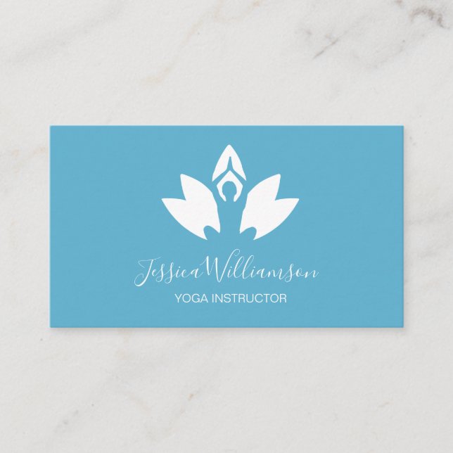 Carte De Visite Instructeur de yoga bleu rose personnalisé (Devant)