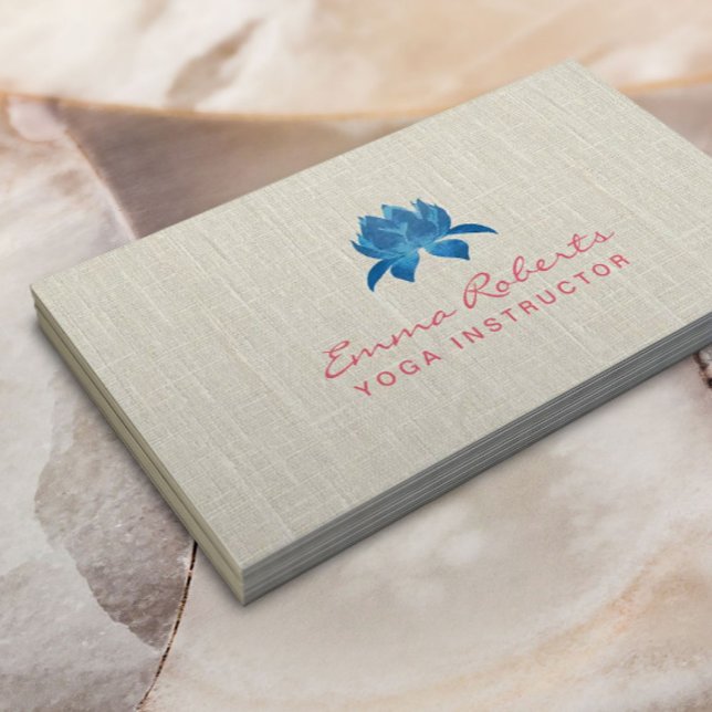 Carte De Visite Instructeur de Yoga Blue Lotus Elegant Lin (Créateur téléchargé)