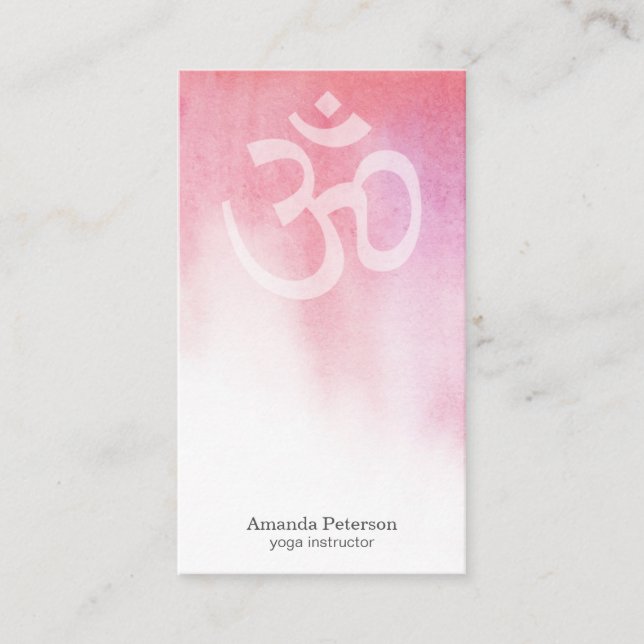 Carte De Visite Instructeur de Yoga d'aquarelle rose (Devant)