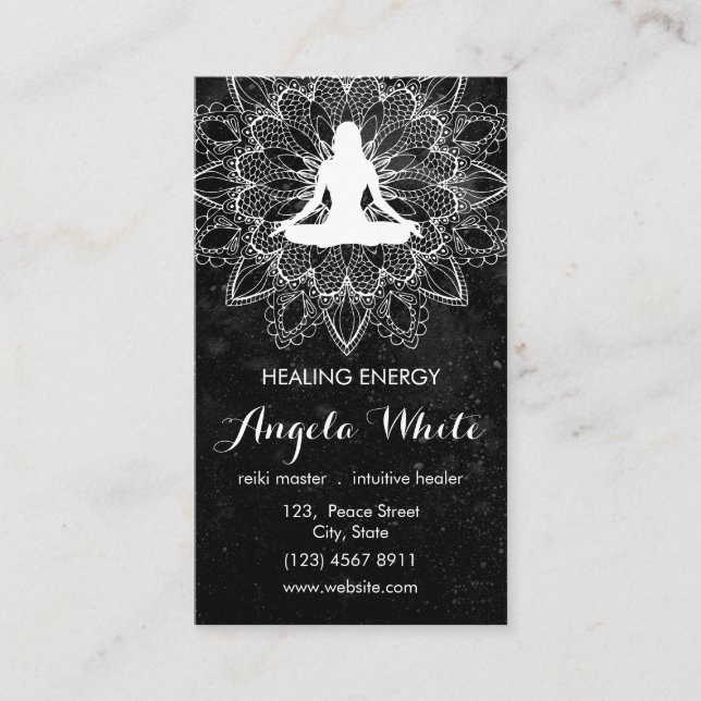 Carte De Visite Instructeur de Yoga de guérisseur principal Reiki  (Devant)