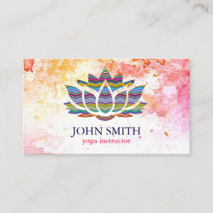 Carte De Visite Instructeur de Yoga de Lotus d'or blanc minimalist