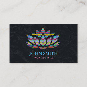Carte De Visite Instructeur de Yoga de Lotus d'or blanc minimalist