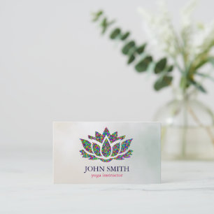 Carte De Visite Instructeur de Yoga de Lotus d'or blanc minimalist