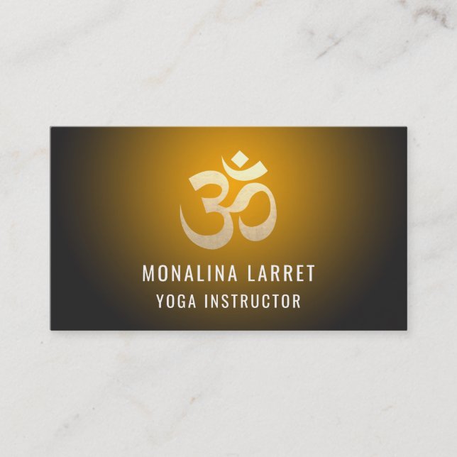 Carte De Visite Instructeur de yoga de symbole de méditation d'or (Devant)