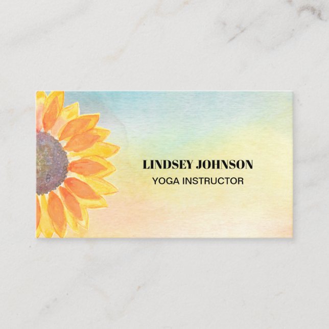 Carte de visite instructeur de Yoga de tournesol d (Devant)