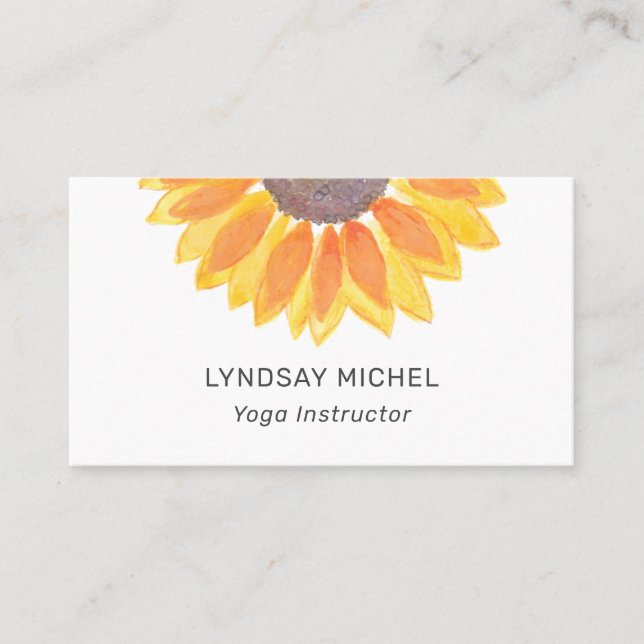 Carte De Visite Instructeur de Yoga de tournesol d'aquarelle (Devant)