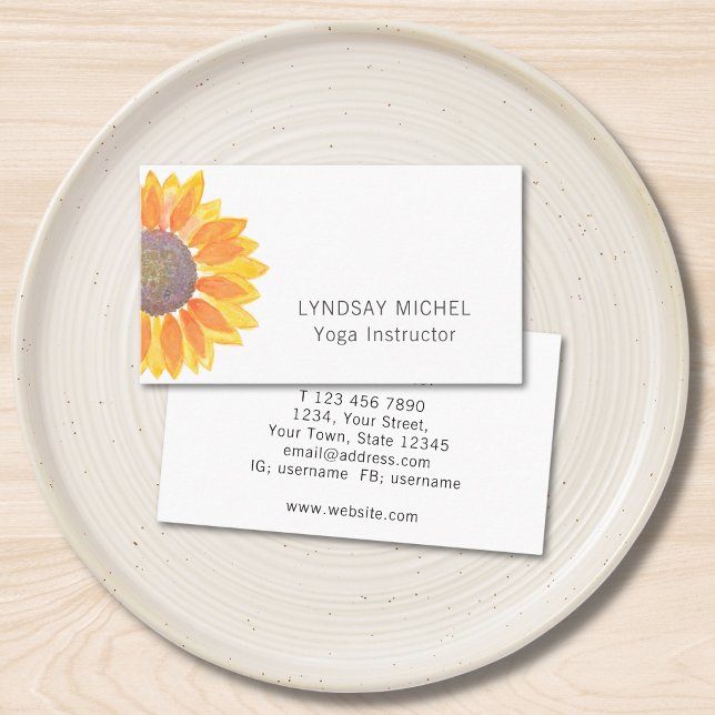 Carte de visite instructeur de Yoga de tournesol m (Créateur téléchargé)