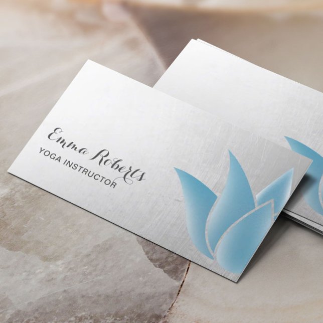 Carte De Visite Instructeur de Yoga Elegant Blue Lotus Spa de guér (Créateur téléchargé)