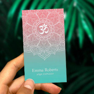 Carte De Visite Instructeur de yoga Elegant Lotus Mandala Namaste