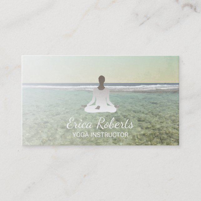Carte De Visite Instructeur de yoga et de méditation de plage (Devant)