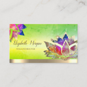 Carte De Visite Instructeur de Yoga Fleur de Lotus vert coloré ten