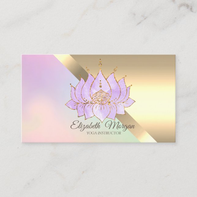 Carte De Visite Instructeur de Yoga Fleur Lotus Chic (Devant)