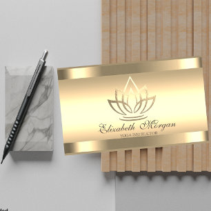 Carte De Visite Instructeur de Yoga Gold Lotus Gold Stripes