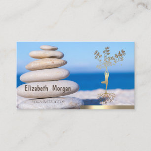 Carte De Visite Instructeur de Yoga Gold Tree femmes Pierres Silho