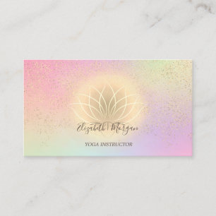 Carte De Visite Instructeur de Yoga Lotus Confetti en or holograph