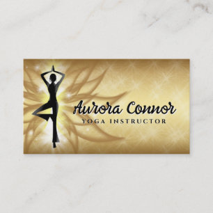 Carte De Visite Instructeur de Yoga Lotus Fleur Vie saine Or