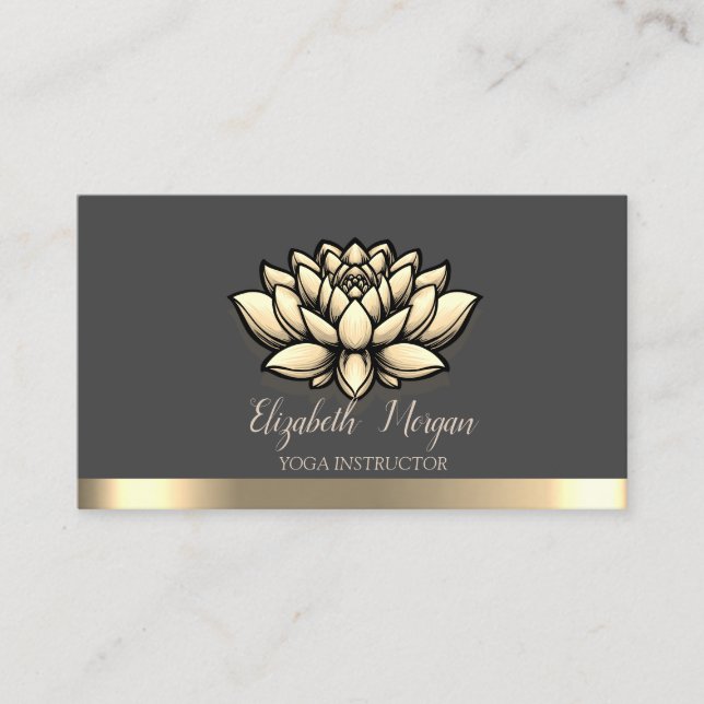 Carte De Visite Instructeur de Yoga Lotus Gold Stripe (Devant)