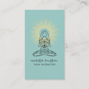 Carte De Visite Instructeur de Yoga Lotus Pose bleu vert