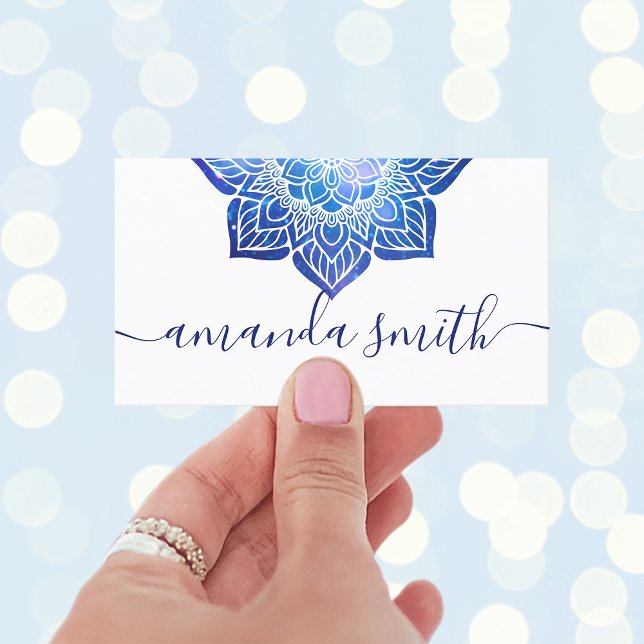 Carte De Visite Instructeur de Yoga Mandala Galactic Aqua Blue (Celestial Mandala Business Cards)