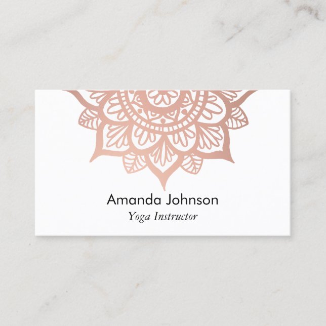 Carte De Visite Instructeur de Yoga Mandala Gold Rose moderne (Devant)