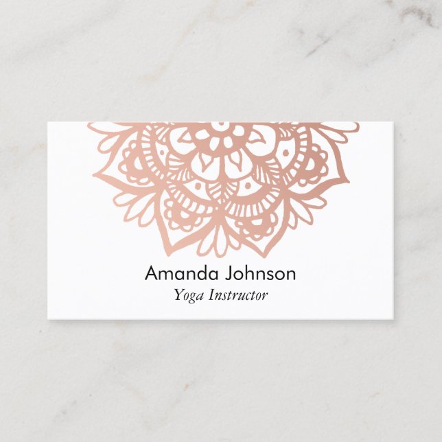 Carte De Visite Instructeur de Yoga Mandala Yoga Rose moderne (Devant)