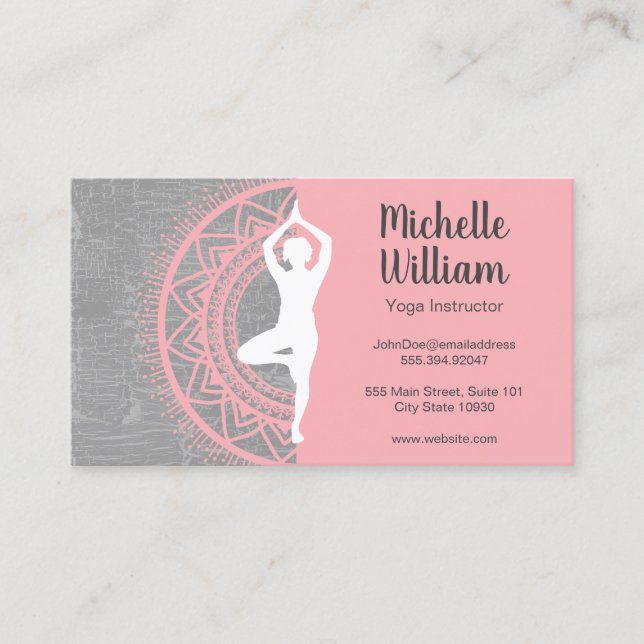 Carte De Visite Instructeur de yoga | Médiation | Motif Mandala (Devant)