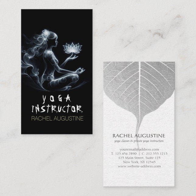 Carte De Visite Instructeur de Yoga Méditation Lotus Pose Lumineus (Devant / Derrière)