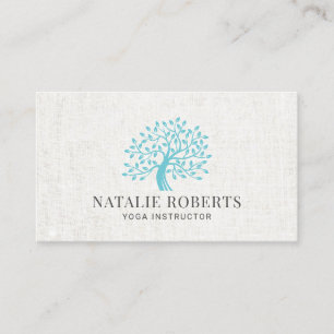 Carte De Visite Instructeur de Yoga Minimaliste Arbre Vert Élégant