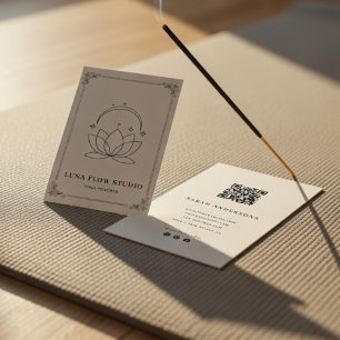 Carte De Visite Instructeur de yoga minimaliste Lotus Moon