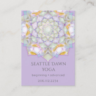Carte De Visite Instructeur de Yoga moderne Lotus Mandala blanc