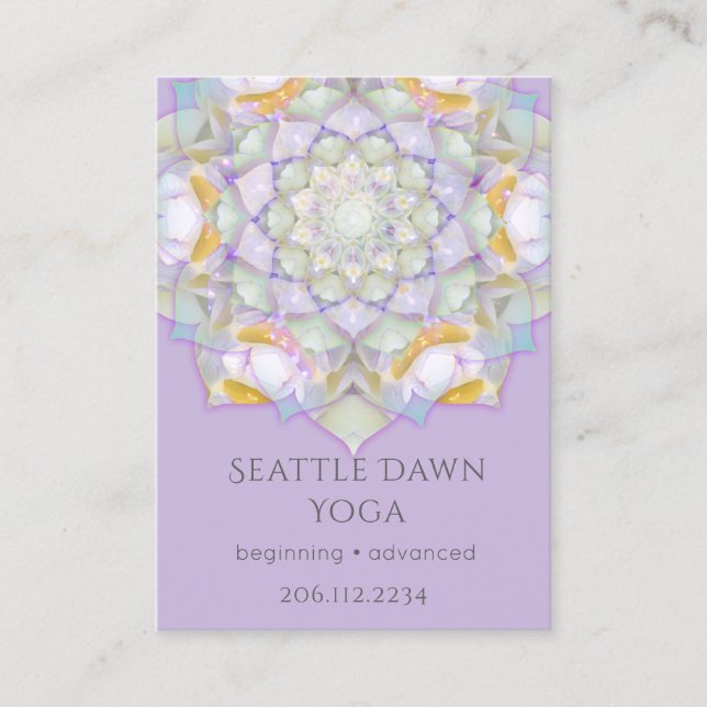 Carte De Visite Instructeur de Yoga moderne Lotus Mandala blanc (Devant)