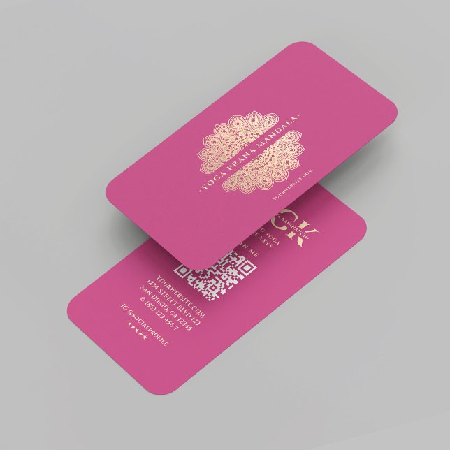 Carte De Visite Instructeur de Yoga moderne Monogramme Pink Gold M (Modern Yoga Instructor Monogram Pink Gold Mandala Business Card
)
