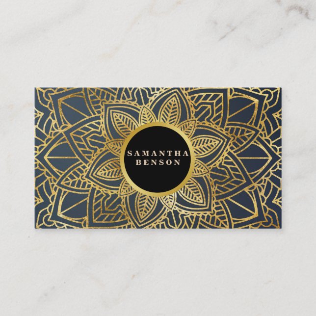 Carte De Visite Instructeur de Yoga Motif de Mandala de fleurs d'o (Devant)