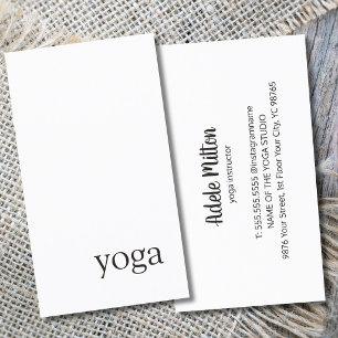 Carte De Visite Instructeur de yoga noir blanc élégant au minimu