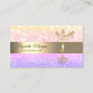 Carte De Visite Instructeur de Yoga Ombre Bokeh Gold Tree