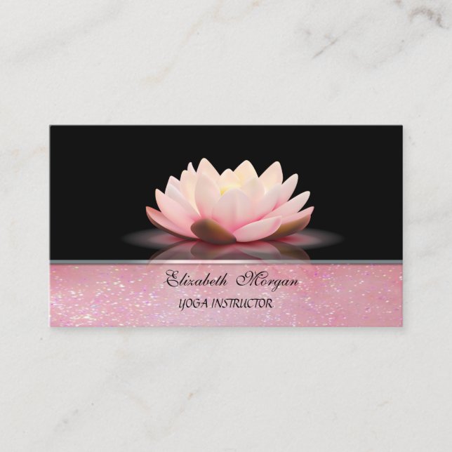 Carte De Visite Instructeur de Yoga Parties scintillant Lotus Flow (Devant)