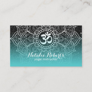 Carte De Visite Instructeur de yoga Parties scintillant noire Turq