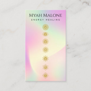 Carte De Visite Instructeur de Yoga Pastel Holographic Gold Chakra
