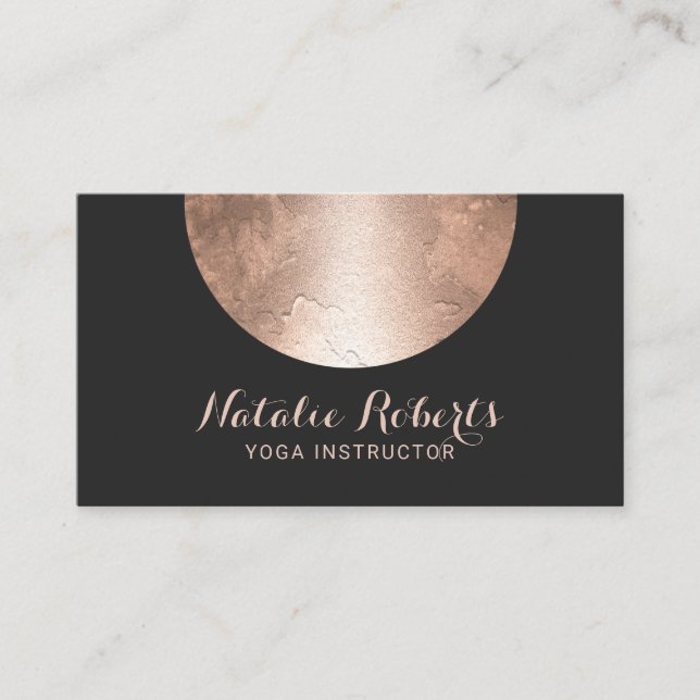Carte De Visite Instructeur de Yoga Rose Gold Circle Spa Énergie (Devant)