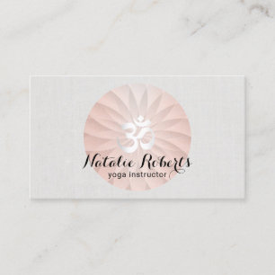 Carte De Visite Instructeur de yoga Rose Gold Spiral Lotus Om