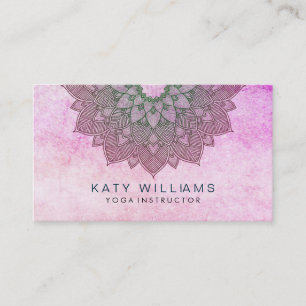 Carte De Visite Instructeur de Yoga rose Lotus Fleur Aquarelle