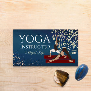 Carte De Visite Instructeur de Yoga Rouge, Or et Bleu Mandalla