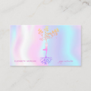 Carte De Visite Instructeur de Yoga Silhouette de l'arbre holograp