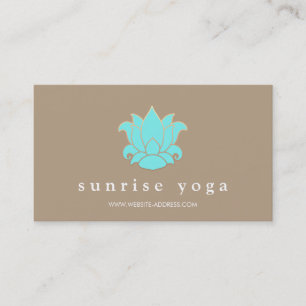 Carte De Visite Instructeur de Yoga Turquoise Moderne Bleu Lotus