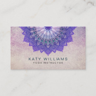 Carte De Visite Instructeur de Yoga violet Lotus Fleur Aquarelle